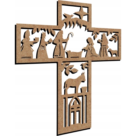 AŻUROWY OBRAZ ŚCIENNY RELIGIJNY KRZYŻ