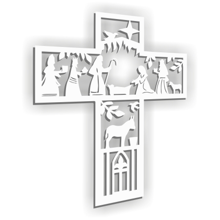 AŻUROWY OBRAZ ŚCIENNY RELIGIJNY KRZYŻ