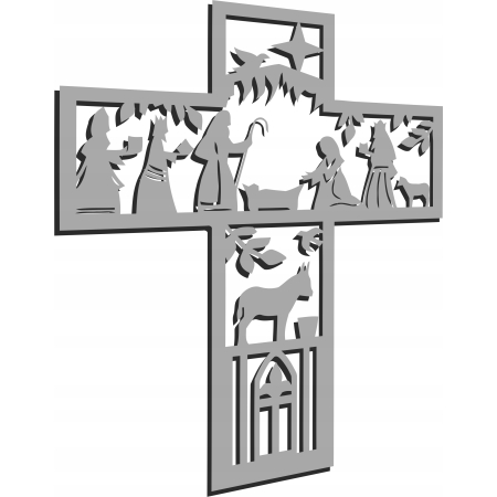 AŻUROWY OBRAZ ŚCIENNY RELIGIJNY KRZYŻ