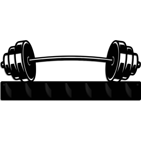 Wieszak na ubrania ścienny na siłownie z motywem ciężarów fitness
