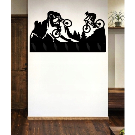 Wieszak na ubrania ścienny ażurowy duży czarny dla rowerzysty prezent