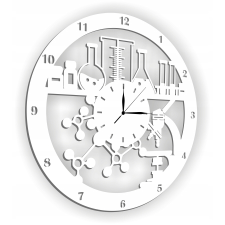 ZEGAR ŚCIENNY DLA NAUCZYCIELA CHEMII CHEMIKA DO LABORATORIUM PREZENT