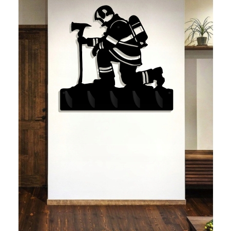 Wieszak na ubrania ścienny prezent dla Strażaka ze strażą OSP duży czarny