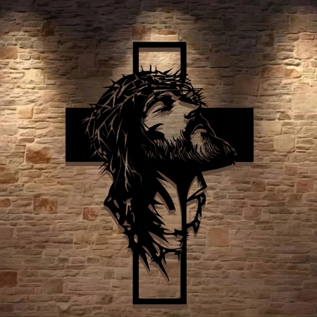KRZYŻ Z JEZUSEM NA ŚCIANĘ JEZUS W KORONIE CIERNIOWEJ