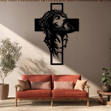 KRZYŻ Z JEZUSEM NA ŚCIANĘ JEZUS W KORONIE CIERNIOWEJ