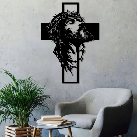 KRZYŻ Z JEZUSEM NA ŚCIANĘ JEZUS W KORONIE CIERNIOWEJ