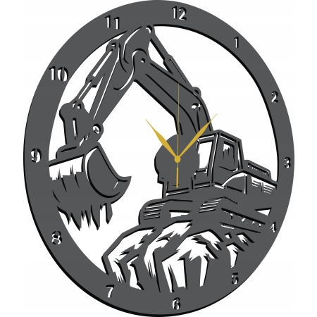 ZEGAR ŚCIENNY Z KOPARKĄ DLA OPERATORA KOPARKI FIRMY BUDOWLANEJ PREZENT