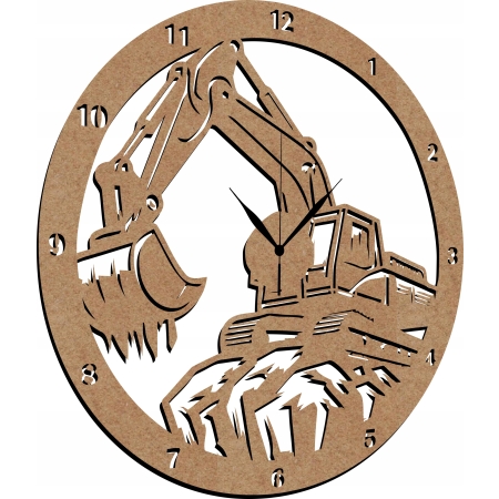 ZEGAR ŚCIENNY Z KOPARKĄ DLA OPERATORA KOPARKI FIRMY BUDOWLANEJ PREZENT