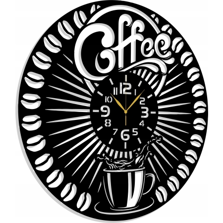ZEGAR ŚCIENNY DO KUCHNI KAWIARNI PALARNI KAWY PREZENT DLA BARISTY 3D