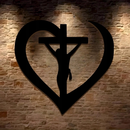 KRZYŻ Z JEZUSEM NA ŚCIANĘ OBRAZ Krzyż Serce do SYPIALNI